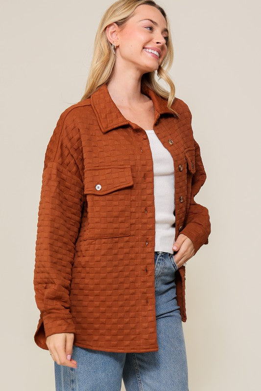 Women's Casual Loose Fit Quilted Button Down Jacket