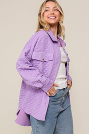 Women's Casual Loose Fit Quilted Button Down Jacket