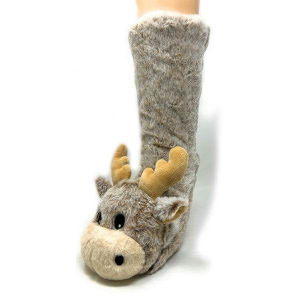 Women's Plush Sherpa Slipper Socks with Grippers