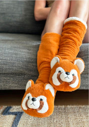 Women's Plush Sherpa Slipper Socks with Grippers