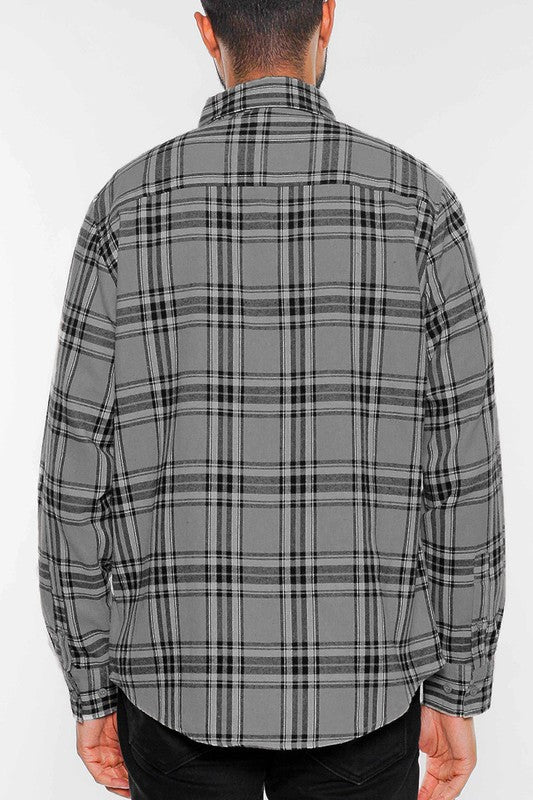 Men's Regular Fit Full Plaid Checkered Flannel Shirt