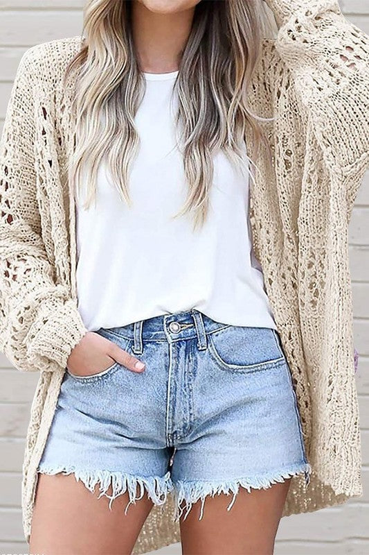 Women's Trendy Crochet Dolman Sleeve Cardigan