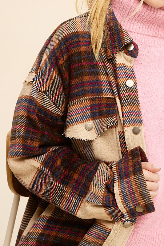 Women's Oversized Plaid Casual Jacket