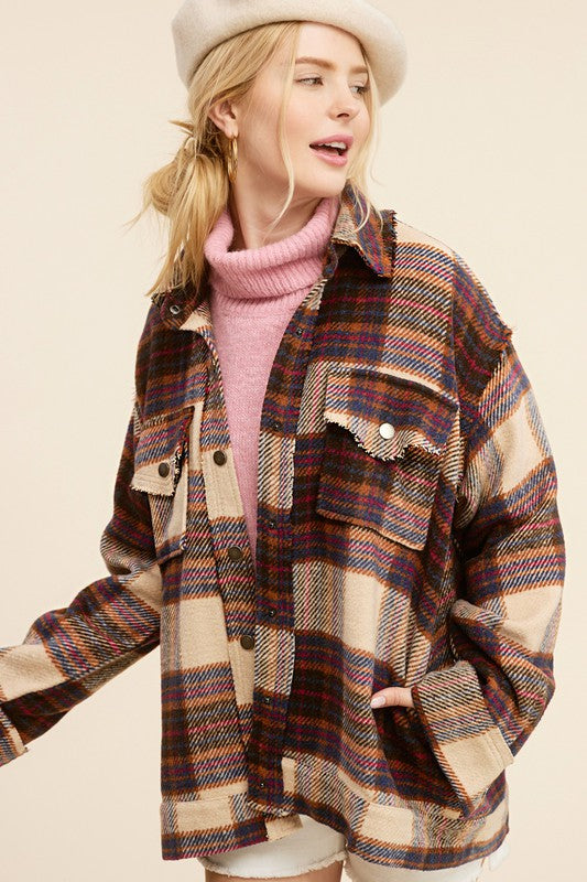 Women's Oversized Plaid Casual Jacket