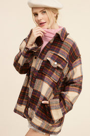 Women's Oversized Plaid Casual Jacket