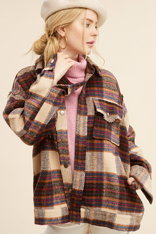 Women's Oversized Plaid Casual Jacket