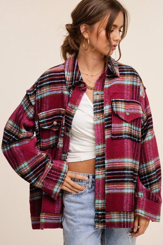 Women's Oversized Plaid Casual Jacket