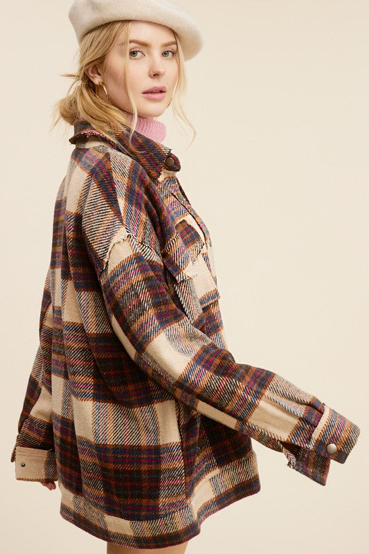 Women's Oversized Plaid Casual Jacket