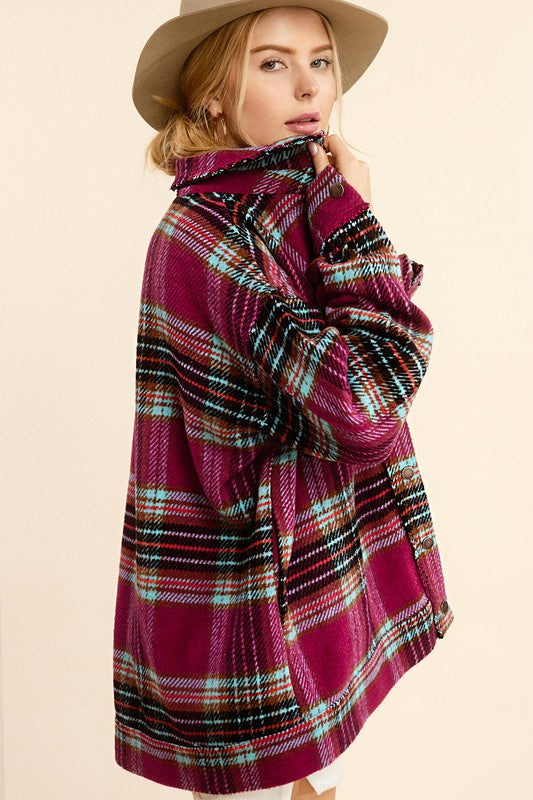 Women's Oversized Plaid Casual Jacket