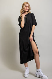 Women's Casual Loose Fit Cotton Midi Dress