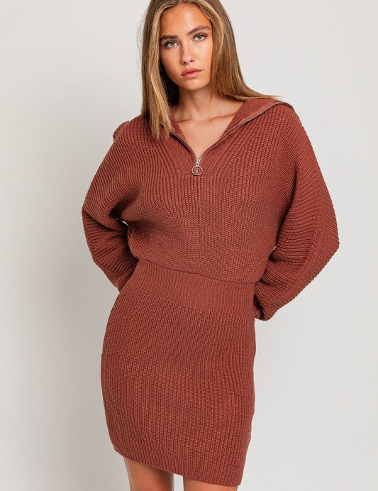 Zipper Sweater Dress