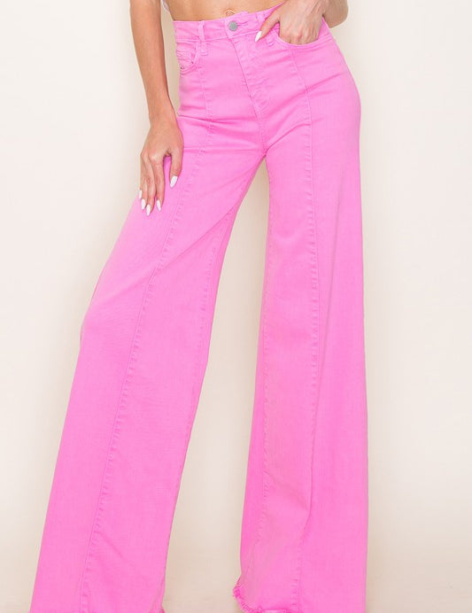 Women's High Waist Vintage Flare Wide Leg Jeans