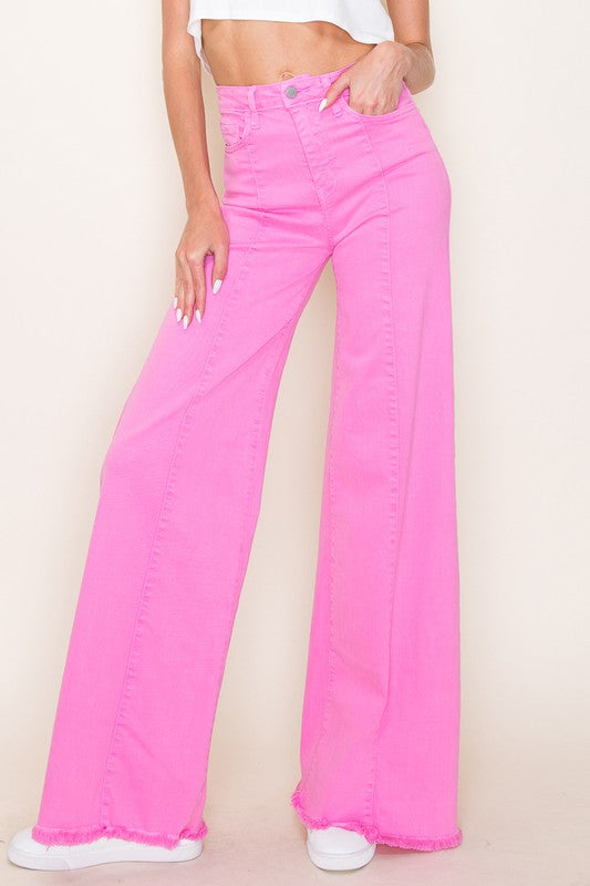 Women's High Waist Vintage Flare Wide Leg Jeans