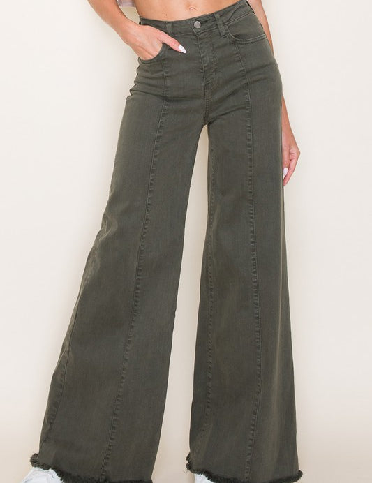 Women's High Waist Vintage Flare Wide Leg Jeans