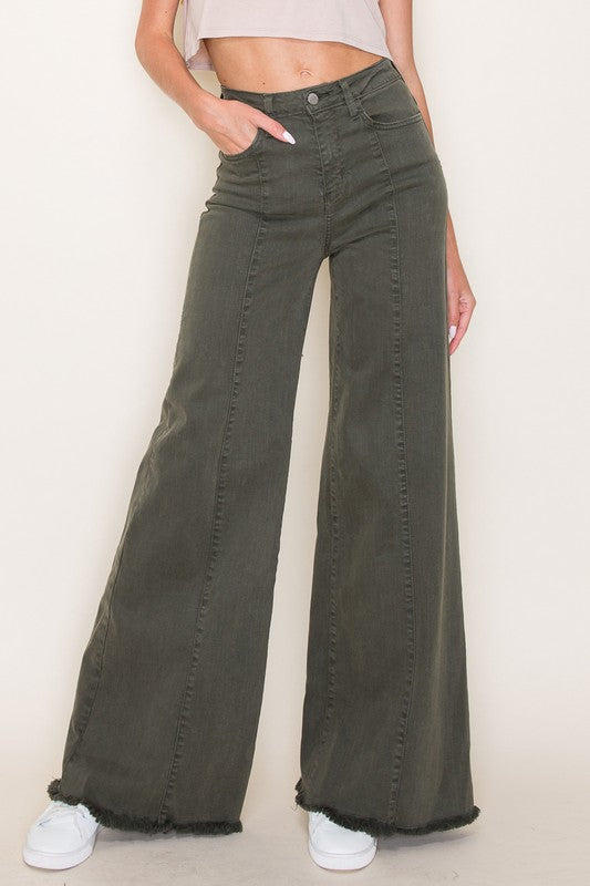 Women's High Waist Vintage Flare Wide Leg Jeans