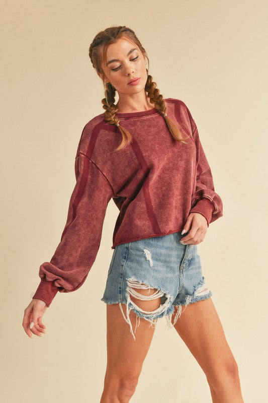 Women's Cropped Loose Fit Vintage Sweatshirt