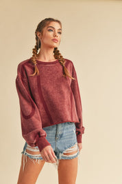 Women's Cropped Loose Fit Vintage Sweatshirt