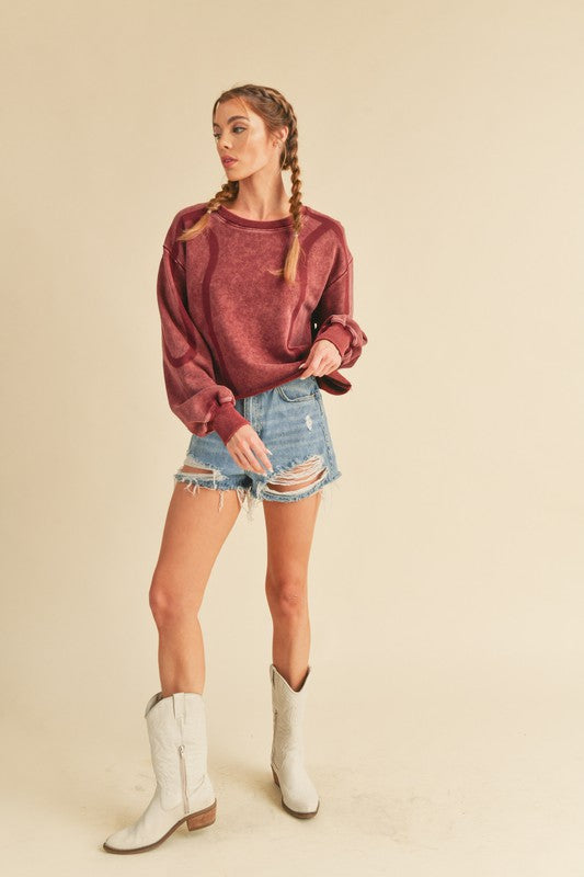 Women's Cropped Loose Fit Vintage Sweatshirt