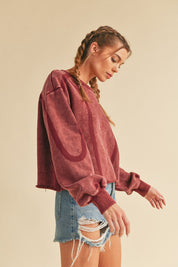 Women's Cropped Loose Fit Vintage Sweatshirt