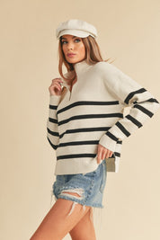 Women's Oversized Knitted Daffie Sweater with Zipper