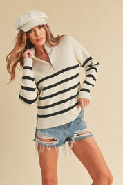 Women's Oversized Knitted Daffie Sweater with Zipper