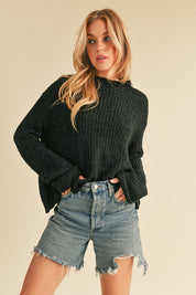 Women's Boxy Fit Mock Neck Knit Sweater