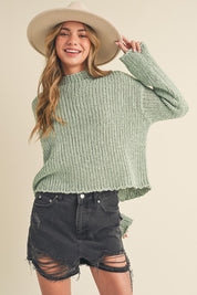 Women's Boxy Fit Mock Neck Knit Sweater