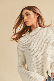 Women's Boxy Fit Mock Neck Knit Sweater