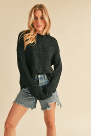 Women's Boxy Fit Mock Neck Knit Sweater