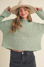 Women's Boxy Fit Mock Neck Knit Sweater