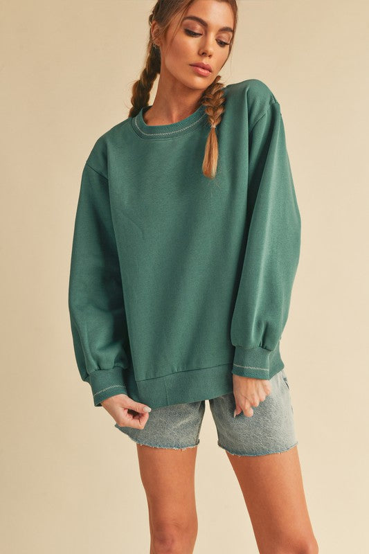 Women's Cozy Brushed Terry Sweatshirt with Embroidery