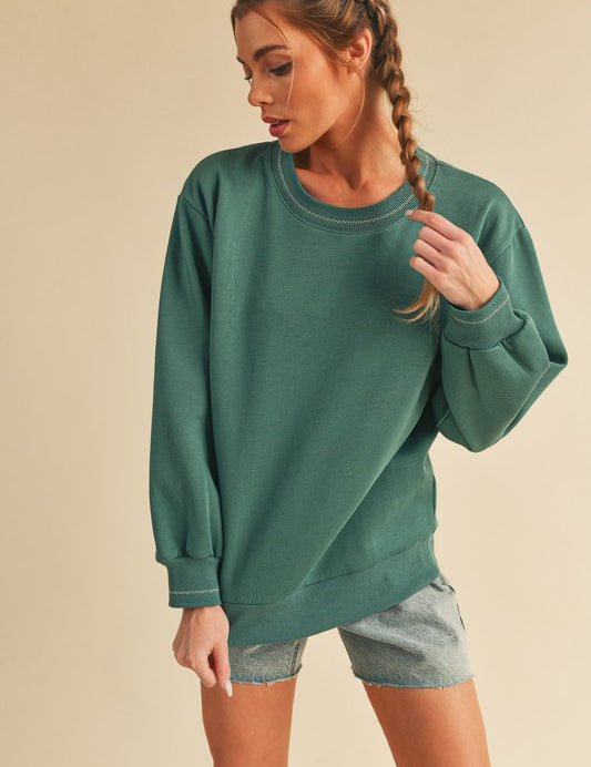 Women's Cozy Brushed Terry Sweatshirt with Embroidery