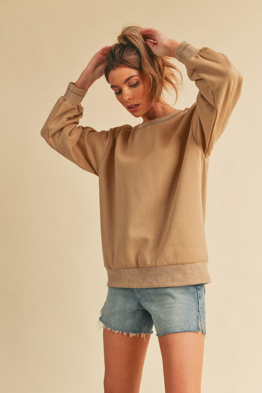 Women's Cozy Brushed Terry Sweatshirt with Embroidery