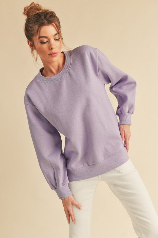 Women's Cozy Brushed Terry Sweatshirt with Embroidery