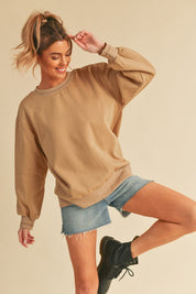 Women's Cozy Brushed Terry Sweatshirt with Embroidery