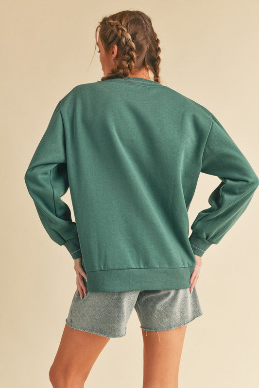 Women's Cozy Brushed Terry Sweatshirt with Embroidery