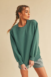 Women's Cozy Brushed Terry Sweatshirt with Embroidery