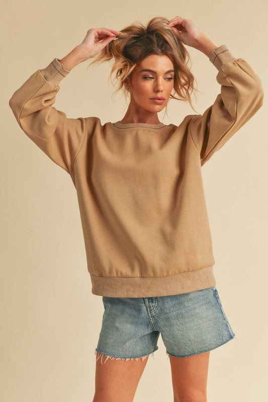 Women's Cozy Brushed Terry Sweatshirt with Embroidery