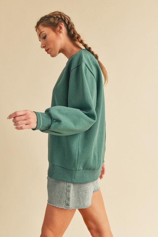 Women's Cozy Brushed Terry Sweatshirt with Embroidery