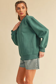 Women's Cozy Brushed Terry Sweatshirt with Embroidery