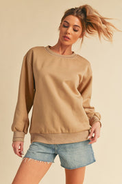 Women's Cozy Brushed Terry Sweatshirt with Embroidery