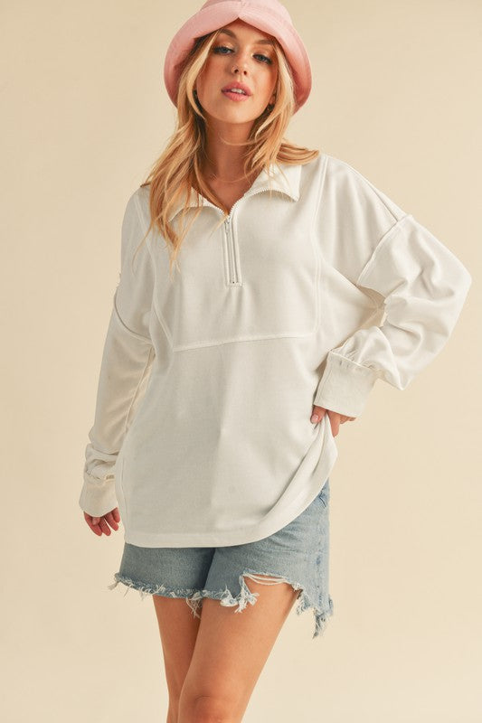 Women's Casual 1/4 Zip Voluminous Pullover