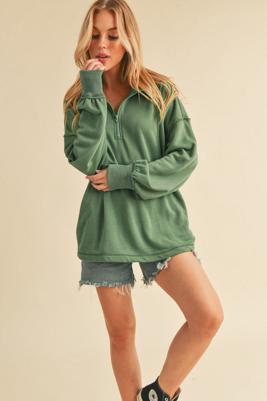 Women's Casual 1/4 Zip Voluminous Pullover