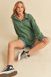 Women's Casual 1/4 Zip Voluminous Pullover