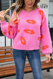 Fuzzy lips sweater