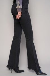 Women's High Rise Frayed Hem Flare Jeans