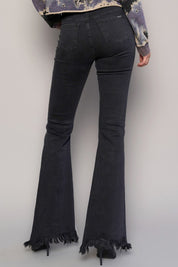 Women's High Rise Frayed Hem Flare Jeans