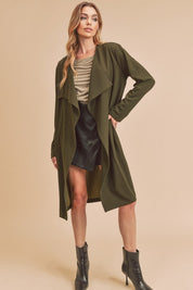 Women's Relaxed Fit Open Front Long Sleeve Coat