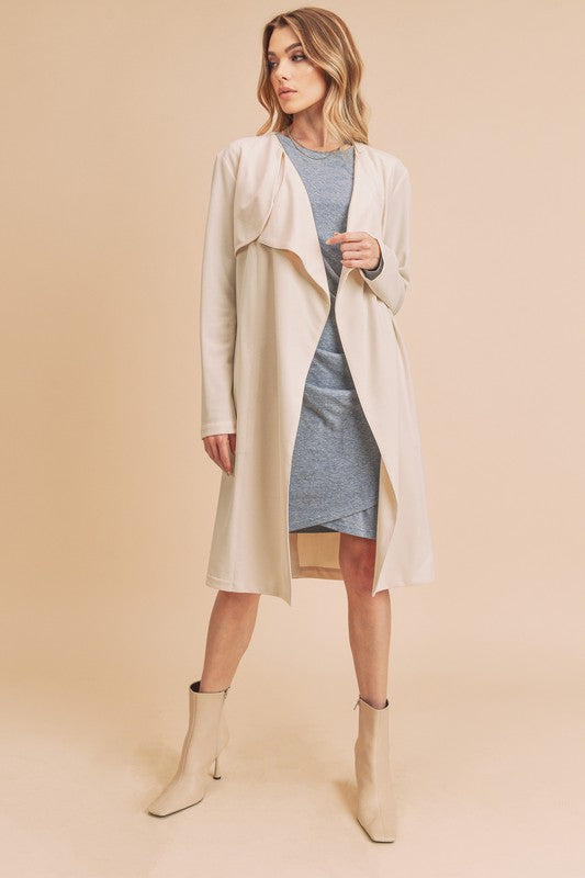 Women's Relaxed Fit Open Front Long Sleeve Coat