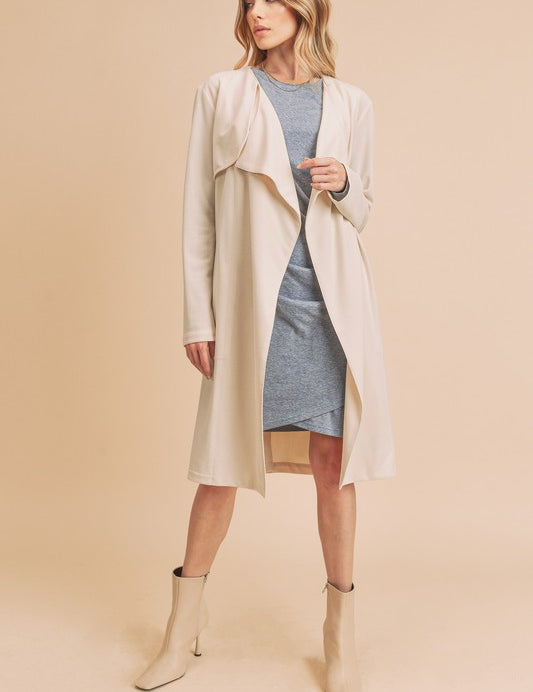 Women's Relaxed Fit Open Front Long Sleeve Coat